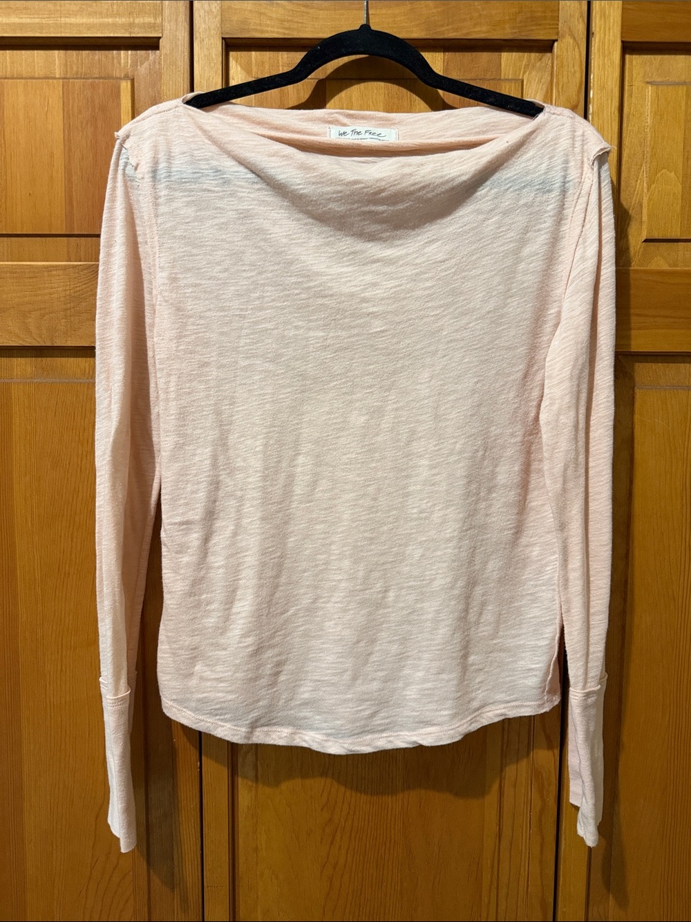 Free People We The Free Boat Neck Pink Long Sleeve Tee Shirt